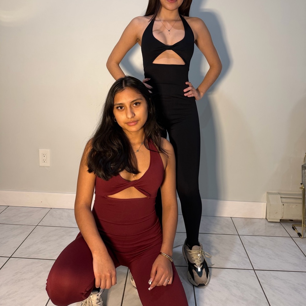 Stylish Cutout Jumpsuits in Black and Burgundy